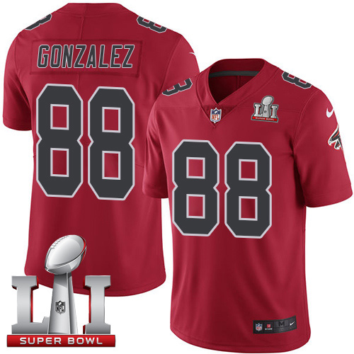 Nike Falcons #88 Tony Gonzalez Red Super Bowl LI 51 Men's Stitched NFL Limited Rush Jersey
